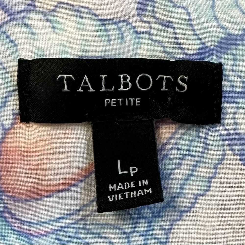 Talbots Seashells Print Long Sleeves Button Down Shirt, Sz Large Petite - Picture 10 of 12